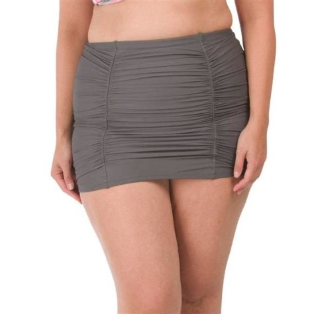 NWT Raisins Curve Swim Skirt Ruched Ruffle Bikini Bottom Sage 24W